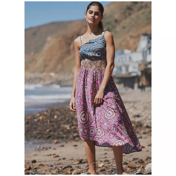 Anthropologie Dresses & Skirts - Anthropologie Cutout Smocked Dress Medium Boho Beach Gypsy EUC